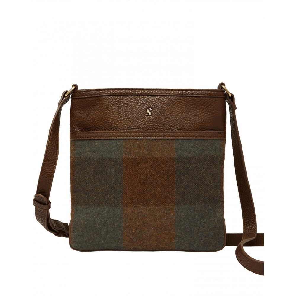 Joules Uxhall Tweed Small Cross Body Pouch Bag - Green Tweed